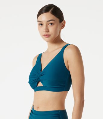 Deep V Neck Built-in Bra Push-Up Bikini Top Swimsuit