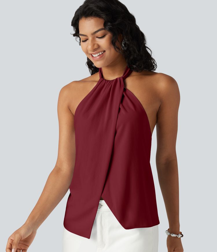 Backless Tie-back Casual Halter Top Backless Tie-back Casual Halter Top
