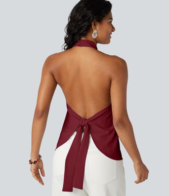 Backless Tie-back Casual Halter Top Backless Tie-back Casual Halter Top