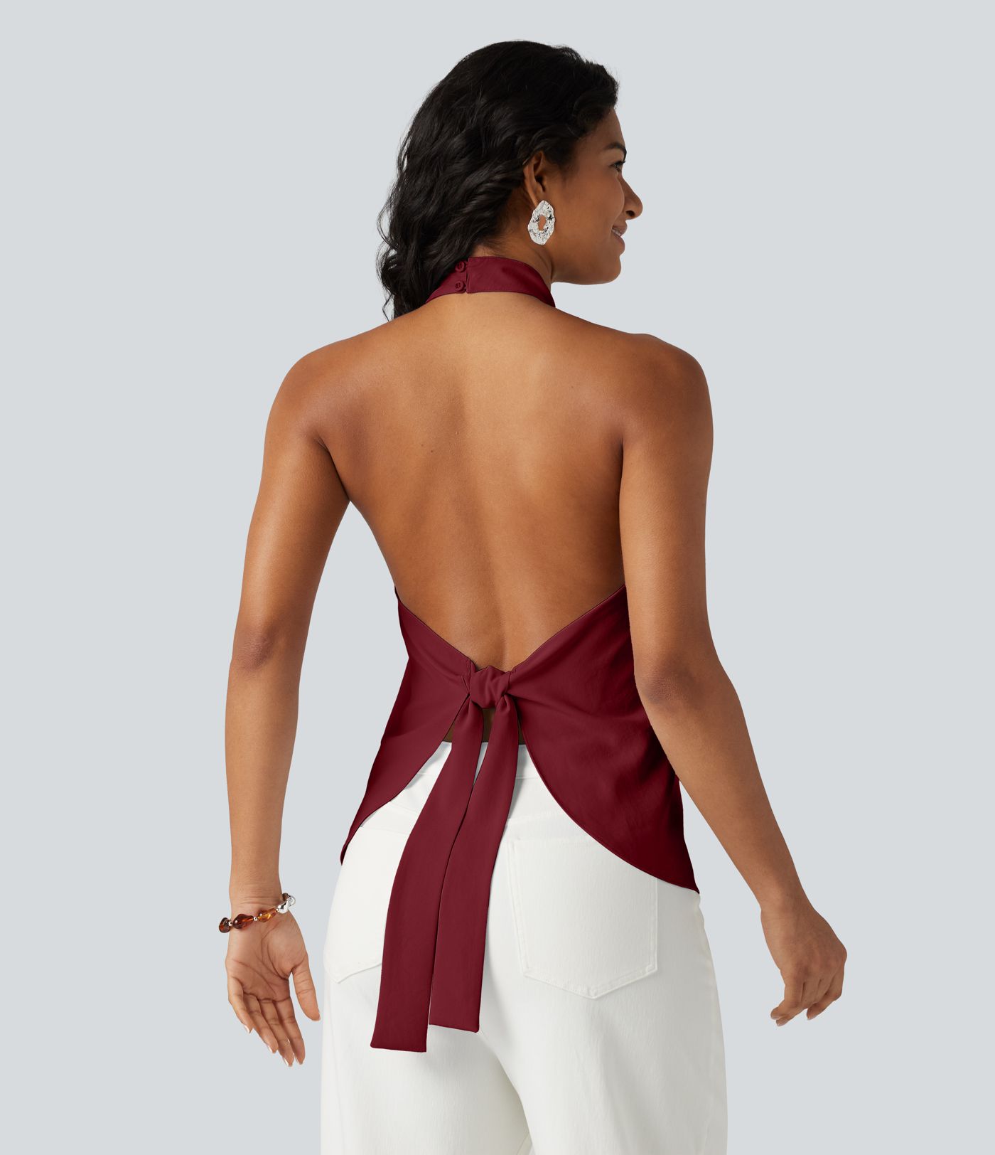 Backless Tie-back Casual Halter Top Backless Tie-back Casual Halter Top