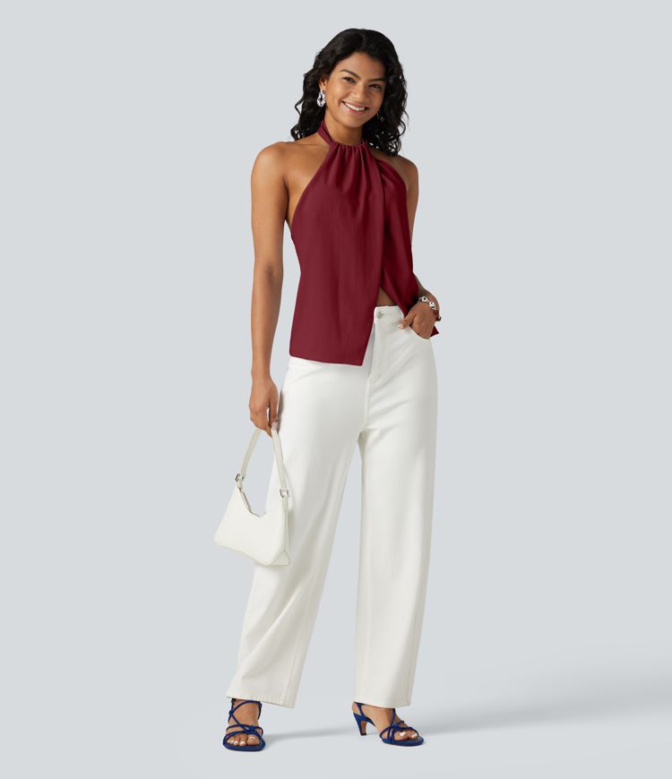 Backless Tie-back Casual Halter Top Backless Tie-back Casual Halter Top