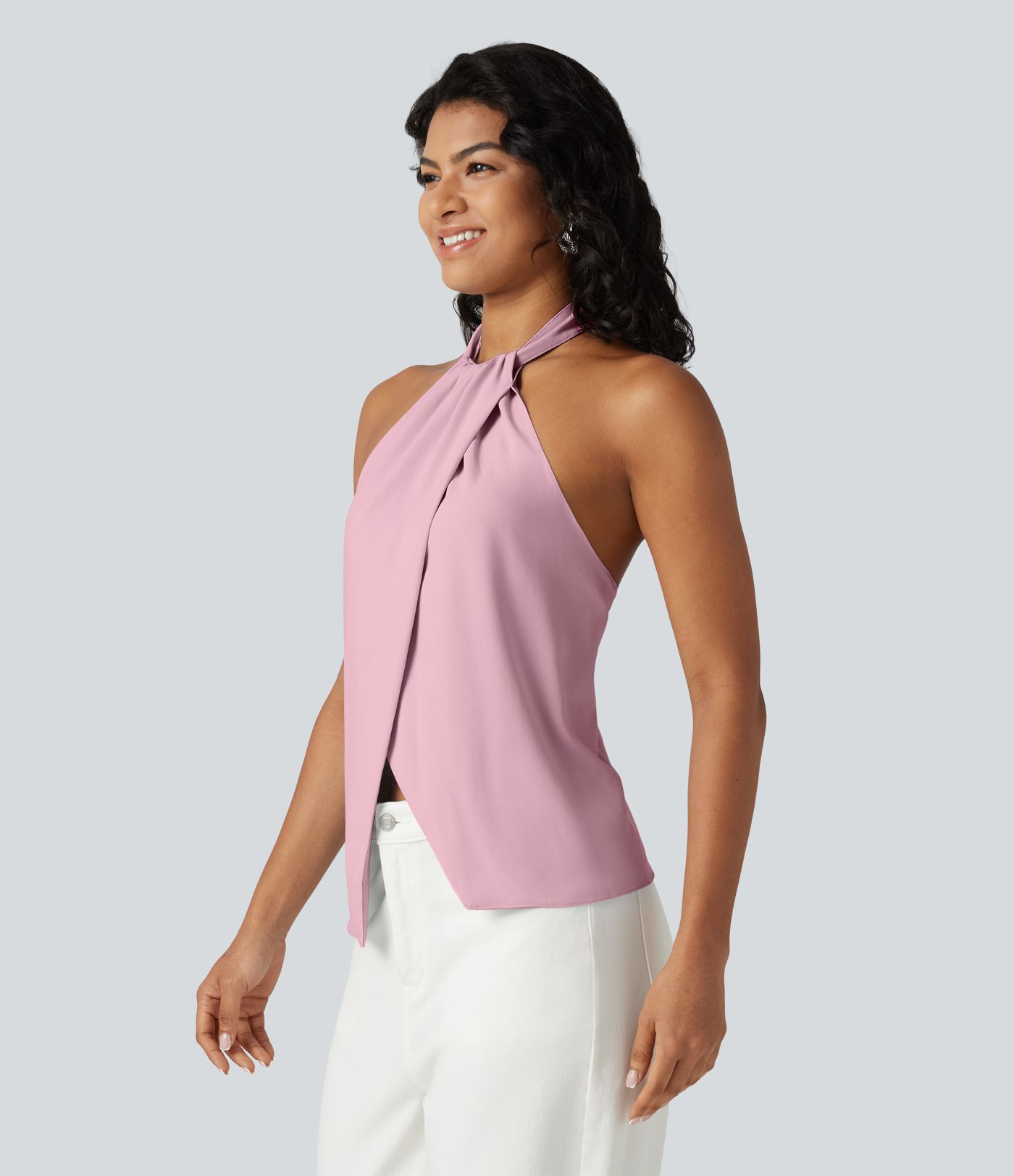 Backless Tie-back Casual Halter Top