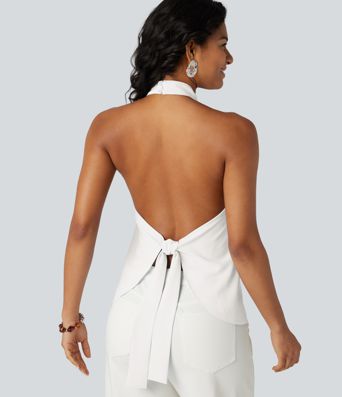Backless Tie-back Casual Halter Top Backless Tie-back Casual Halter Top