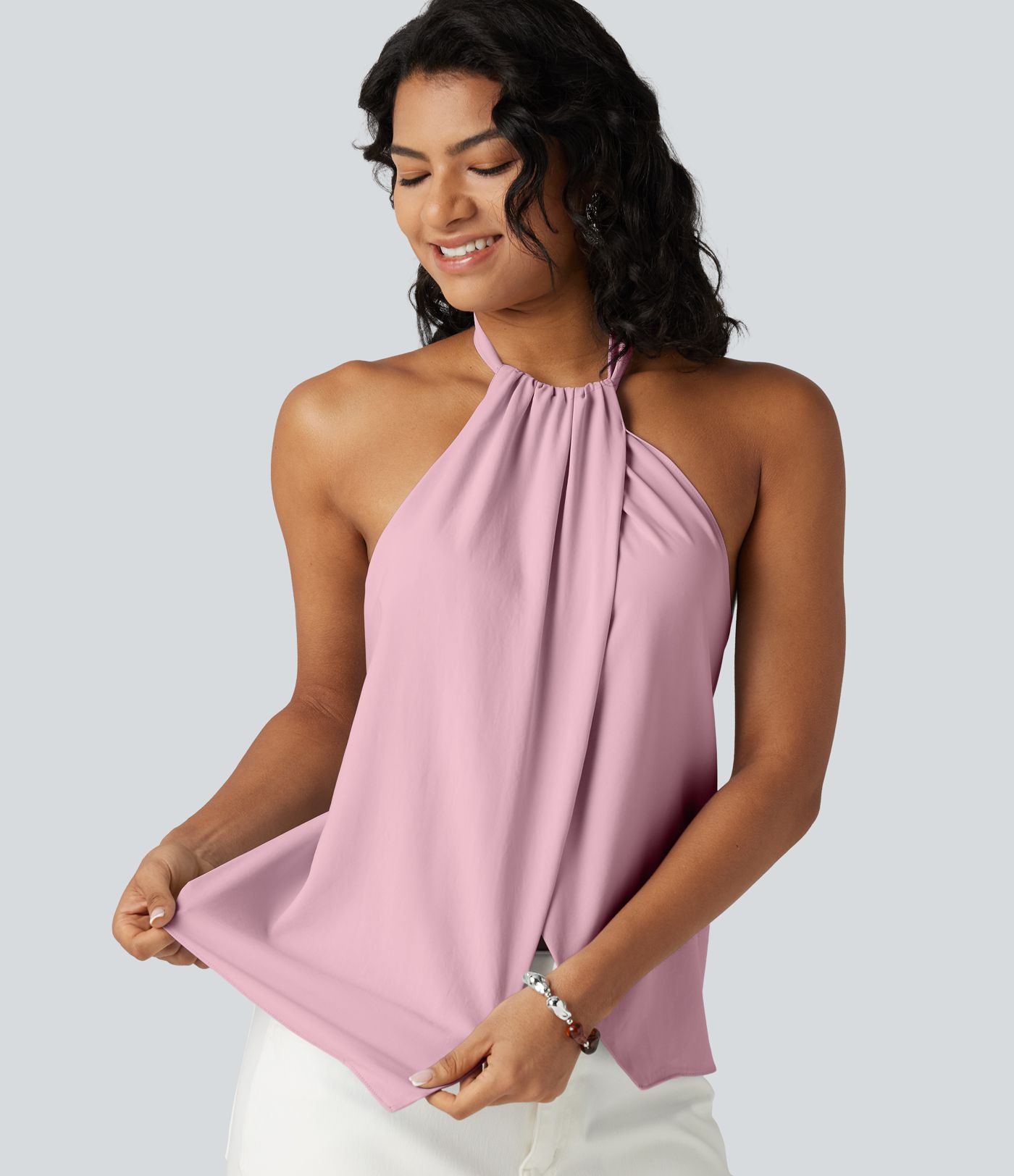 Backless Tie-back Casual Halter Top