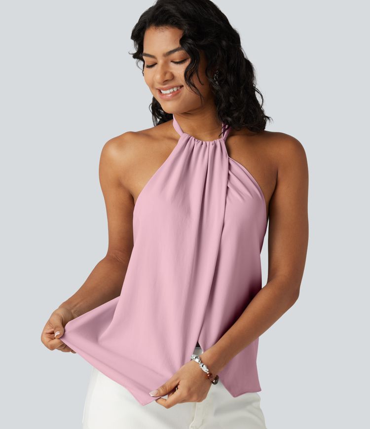 Backless Tie-back Casual Halter Top
