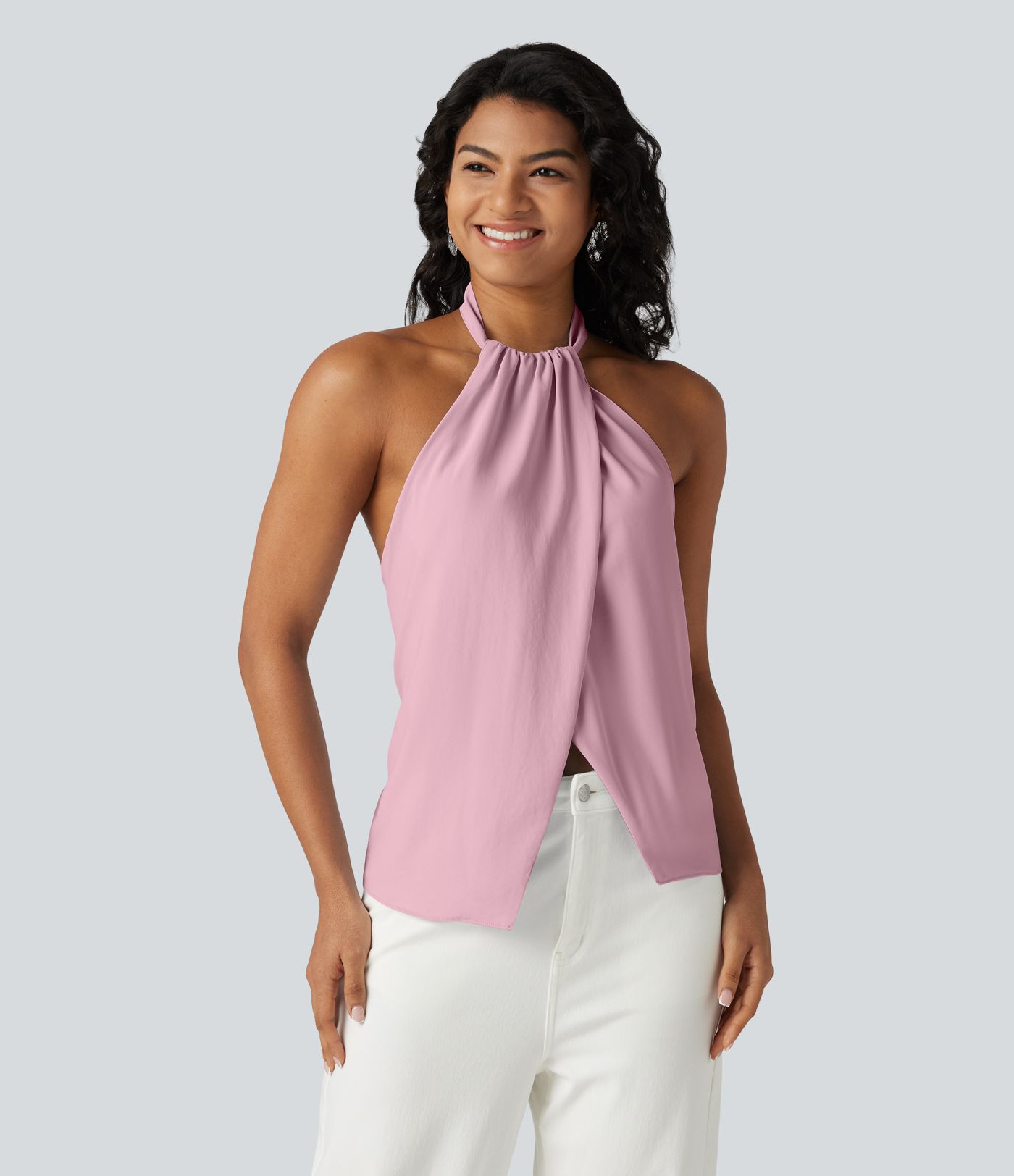 Backless Tie-back Casual Halter Top