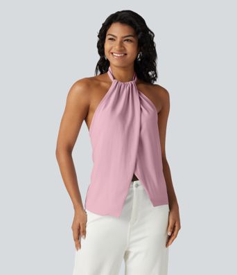 Backless Tie-back Casual Halter Top