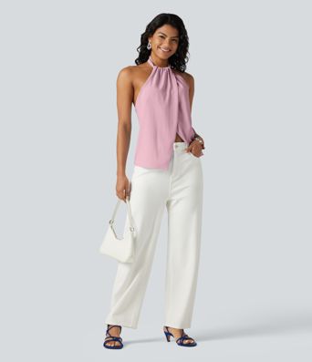 Backless Tie-back Casual Halter Top