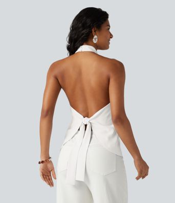 Backless Tie-back Casual Halter Top Backless Tie-back Casual Halter Top