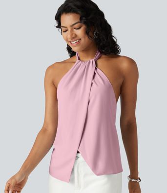 Backless Tie-back Casual Halter Top