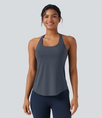 Halara UltraSculpt™ Round Neck Crisscross Back Running Tank Tops DD-F Cups Halara UltraSculpt™ Round Neck Crisscross Back Running Tank Tops DD-F Cups