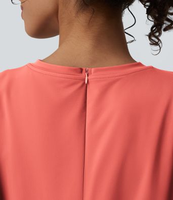 Round Neck Sleeveless Tie-front Cool Touch Casual Romper with Pockets-Easy Peezy-UPF50+