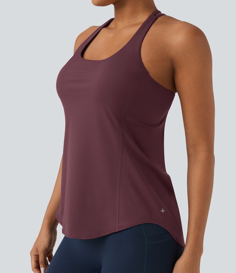 Halara UltraSculpt™ Round Neck Crisscross Back Running Tank Tops DD-F Cups Halara UltraSculpt™ Round Neck Crisscross Back Running Tank Tops DD-F Cups