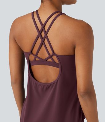 Halara UltraSculpt™ Round Neck Crisscross Back Running Tank Tops DD-F Cups Halara UltraSculpt™ Round Neck Crisscross Back Running Tank Tops DD-F Cups