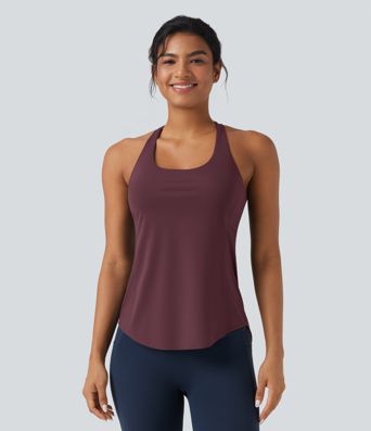 Halara UltraSculpt™ Round Neck Crisscross Back Running Tank Tops DD-F Cups Halara UltraSculpt™ Round Neck Crisscross Back Running Tank Tops DD-F Cups