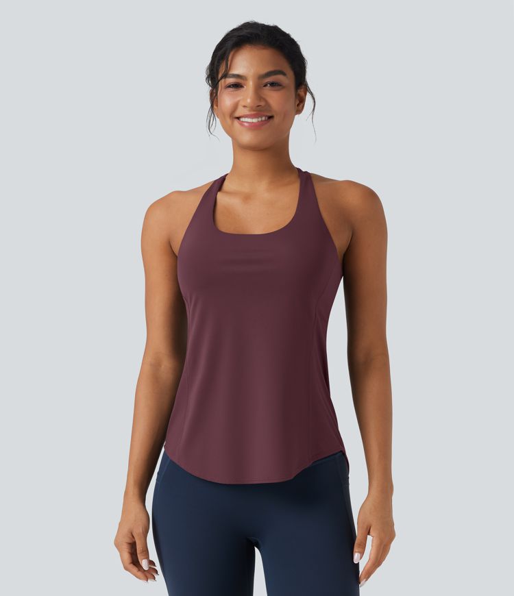 Halara UltraSculpt™ Round Neck Crisscross Back Running Tank Tops DD-F Cups Halara UltraSculpt™ Round Neck Crisscross Back Running Tank Tops DD-F Cups
