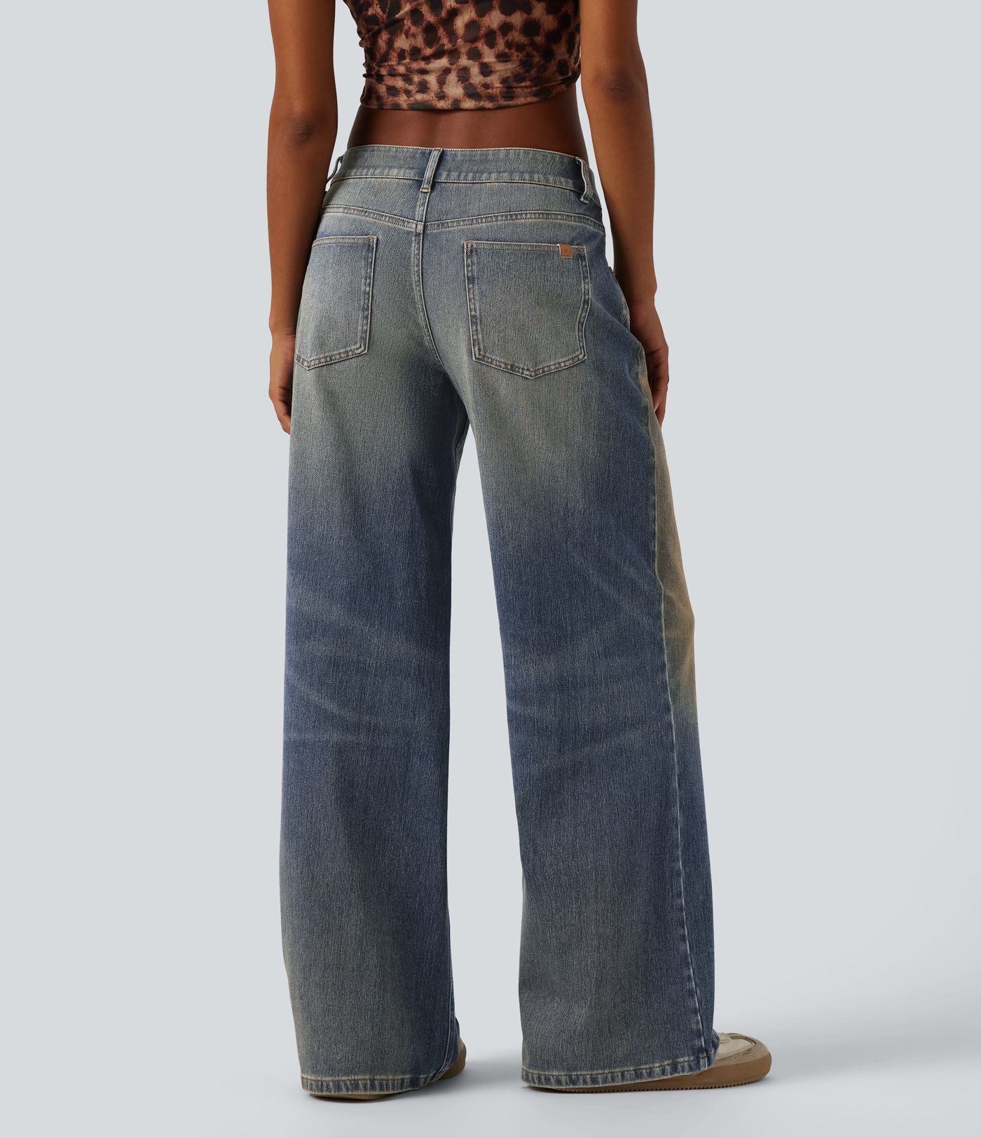 Halara Flex™ Low Rise Wide Leg Washed Casual Jeans with Pockets