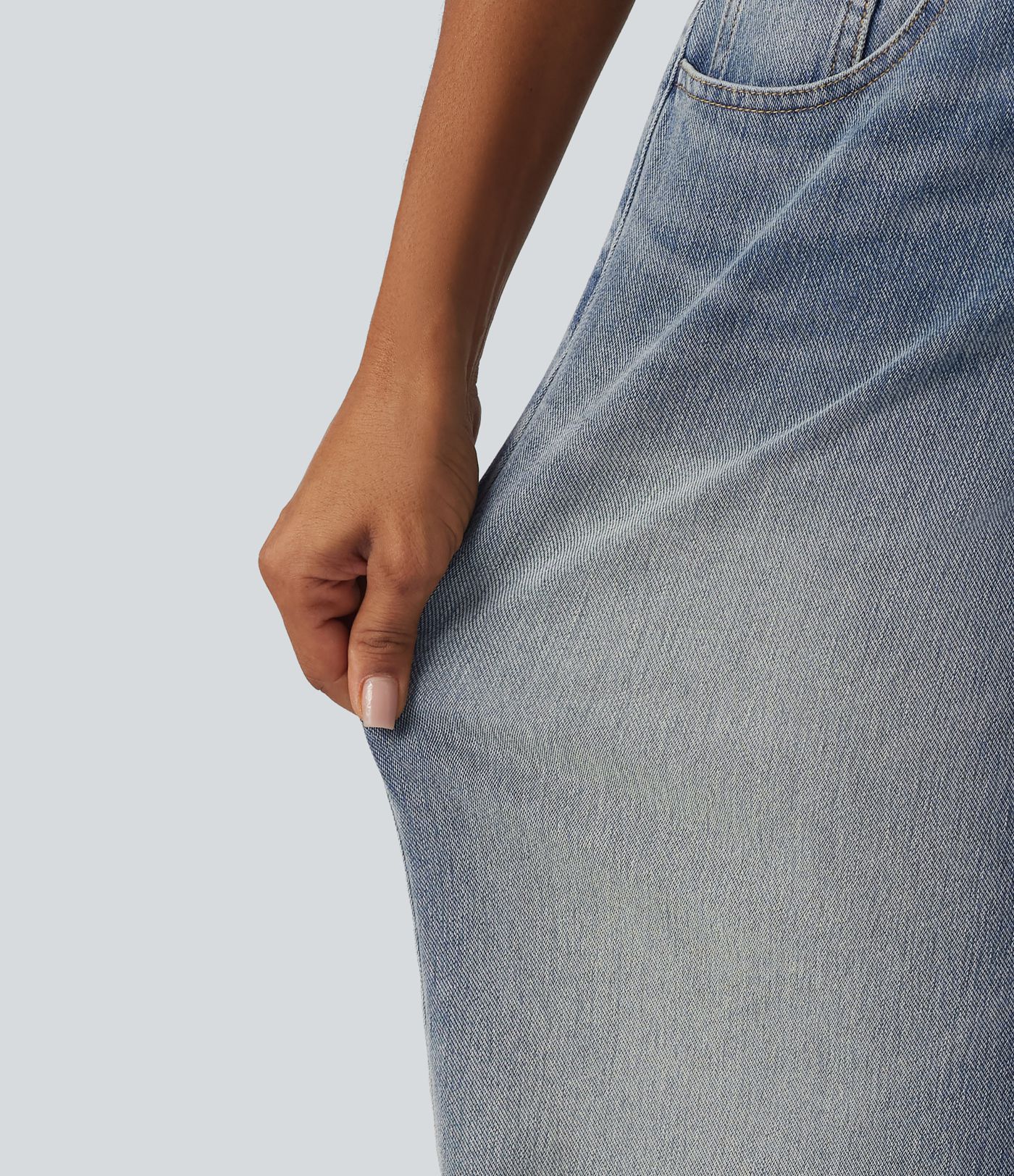 Halara Flex™ - Lässige, verwaschene Jeans mit niedrigem Bund, mehreren Taschen und weitem Bein Halara Flex™ - Lässige, verwaschene Jeans mit niedrigem Bund, mehreren Taschen und weitem Bein