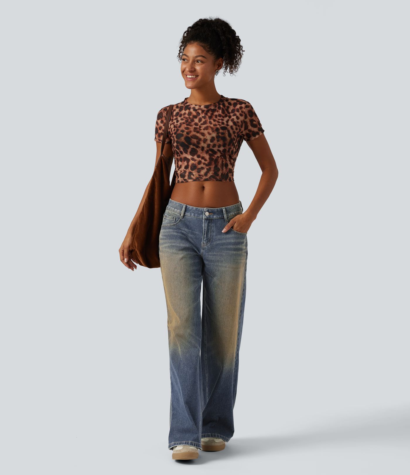 Halara Flex™ Low Rise Wide Leg Washed Casual Jeans with Pockets