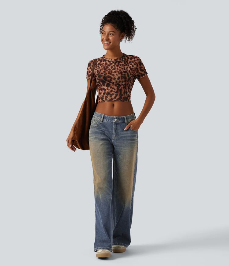 Halara Flex™ Low Rise Wide Leg Washed Casual Jeans with Pockets