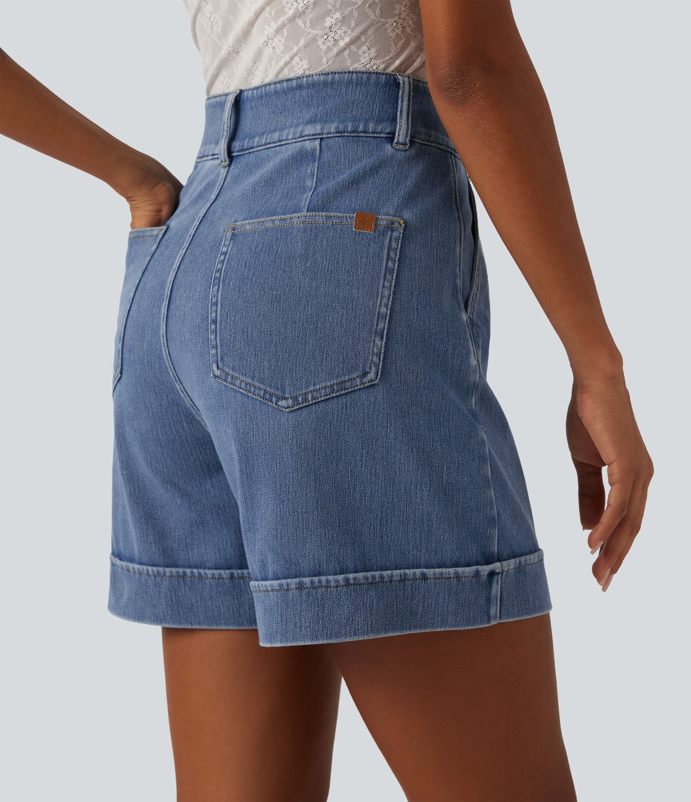 Halara Flex™ High Waisted Denim Casual Shorts 5'' with Pockets