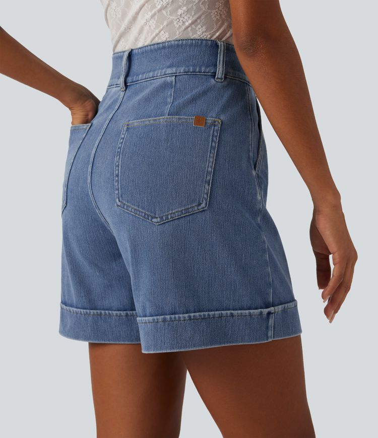 Halara Flex™ High Waisted Denim Casual Shorts 5'' with Pockets