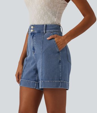 Halara Flex™ High Waisted Denim Casual Shorts 5'' with Pockets