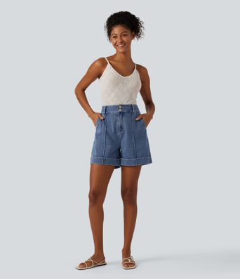 Halara Flex™ High Waisted Denim Casual Shorts 5'' with Pockets