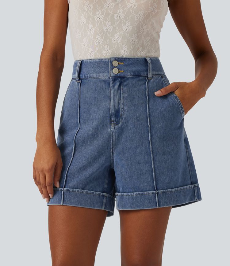 Halara Flex™ High Waisted Denim Casual Shorts 5'' with Pockets