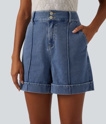 Halara Flex™ High Waisted Denim Casual Shorts 5'' with Pockets