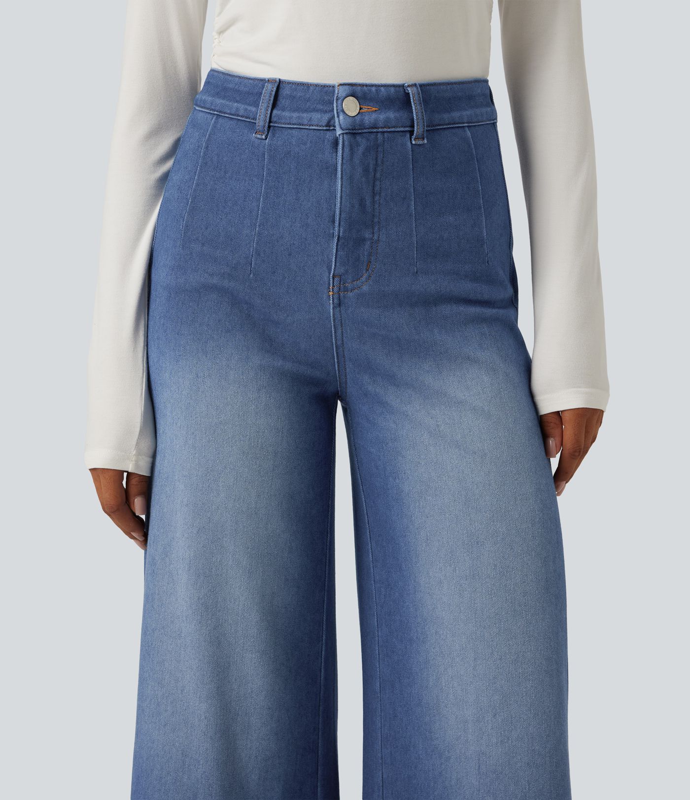 Halara Flex™ - Lässige Jeans mit hohem Bund, Gesäßtaschen, Bauchkontrolle und weitem Bein Halara Flex™ - Lässige Jeans mit hohem Bund, Gesäßtaschen, Bauchkontrolle und weitem Bein