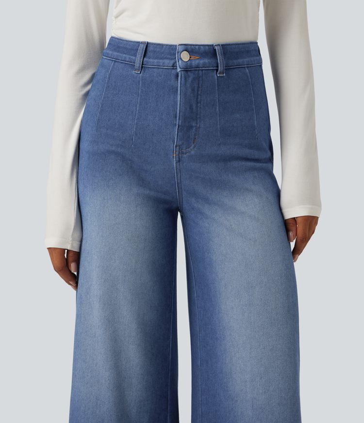 Halara Flex™ - Lässige Jeans mit hohem Bund, Gesäßtaschen, Bauchkontrolle und weitem Bein Halara Flex™ - Lässige Jeans mit hohem Bund, Gesäßtaschen, Bauchkontrolle und weitem Bein