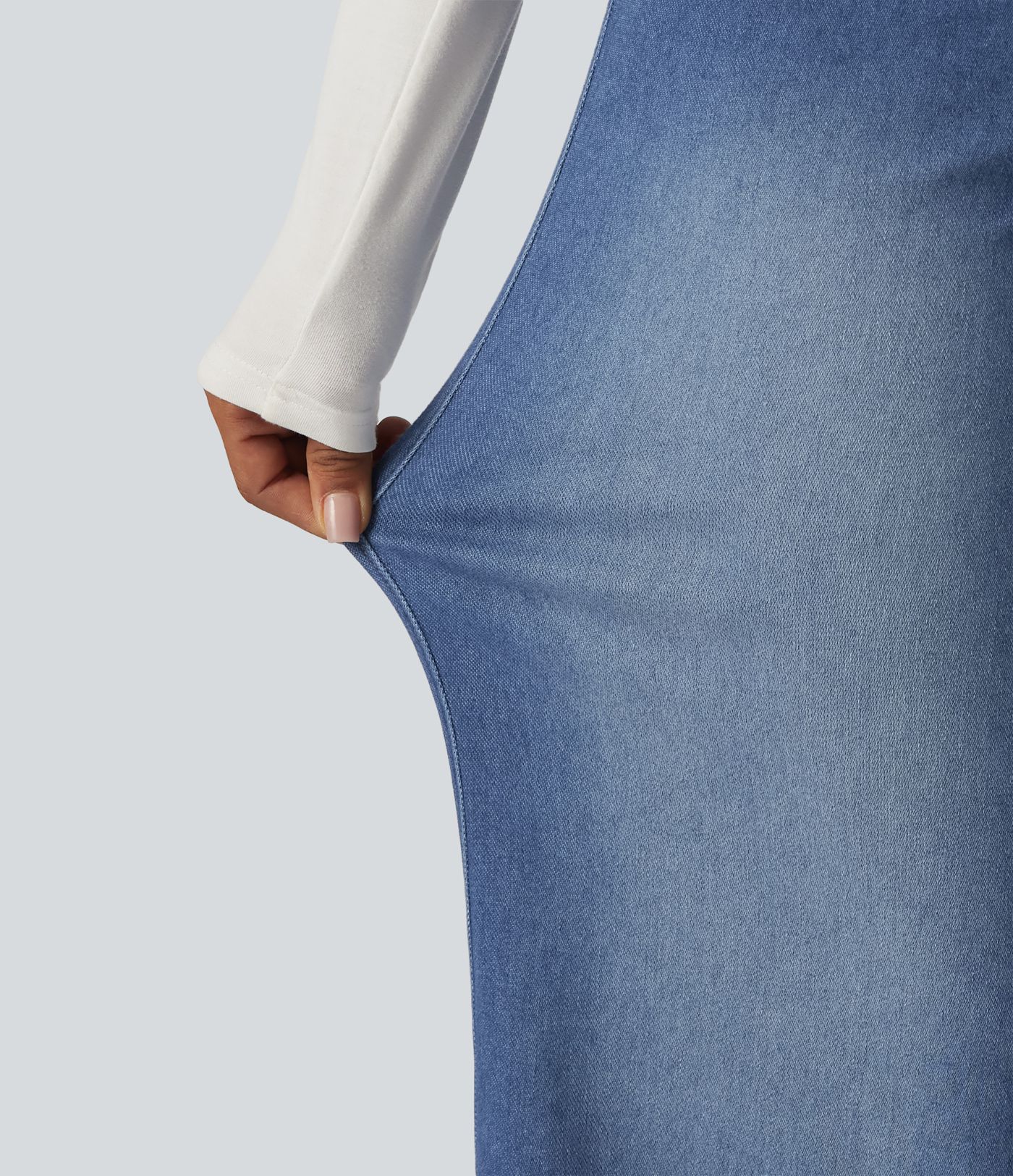Halara Flex™ - Lässige Jeans mit hohem Bund, Gesäßtaschen, Bauchkontrolle und weitem Bein Halara Flex™ - Lässige Jeans mit hohem Bund, Gesäßtaschen, Bauchkontrolle und weitem Bein