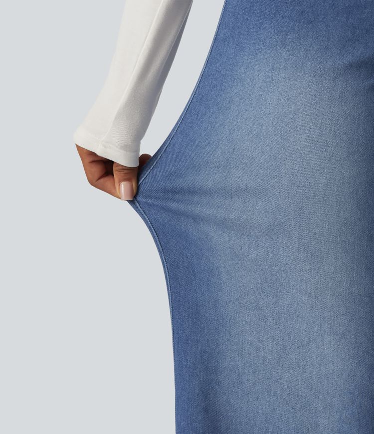 Halara Flex™ - Lässige Jeans mit hohem Bund, Gesäßtaschen, Bauchkontrolle und weitem Bein Halara Flex™ - Lässige Jeans mit hohem Bund, Gesäßtaschen, Bauchkontrolle und weitem Bein