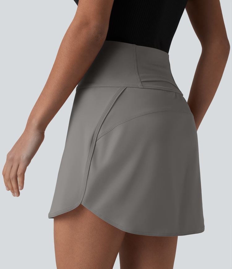 SoftlyZero™ Airy Super High-Waist Tummy Control Curved Hem 2-in-1 Cool Touch Golf Mini Skirt with Pockets