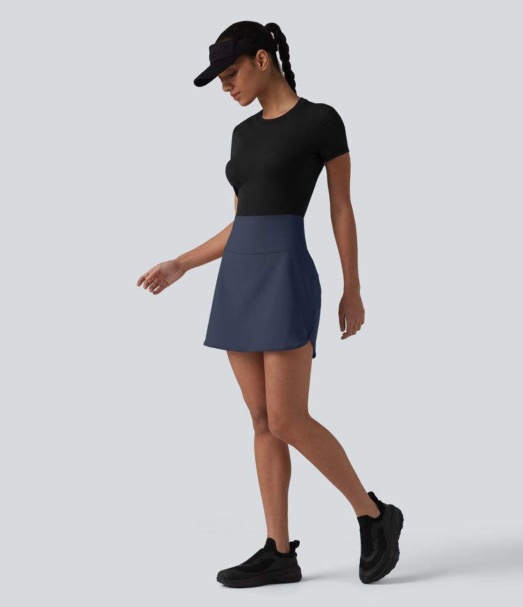 SoftlyZero™ Airy Ultra High-Waist Tummy Control Curved Hem 2-in-1 InstantCool Golf Mini Skirt with Pockets