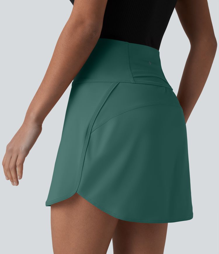 SoftlyZero™ Airy Super High-Waist Tummy Control Curved Hem 2-in-1 Cool Touch Golf Mini Skirt with Pockets