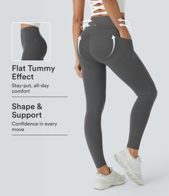 Halara UltraSculpt™ SoCinched Leggings de entrenamiento de cintura alta con control de abdomen, bolsillos y realce de glúteos