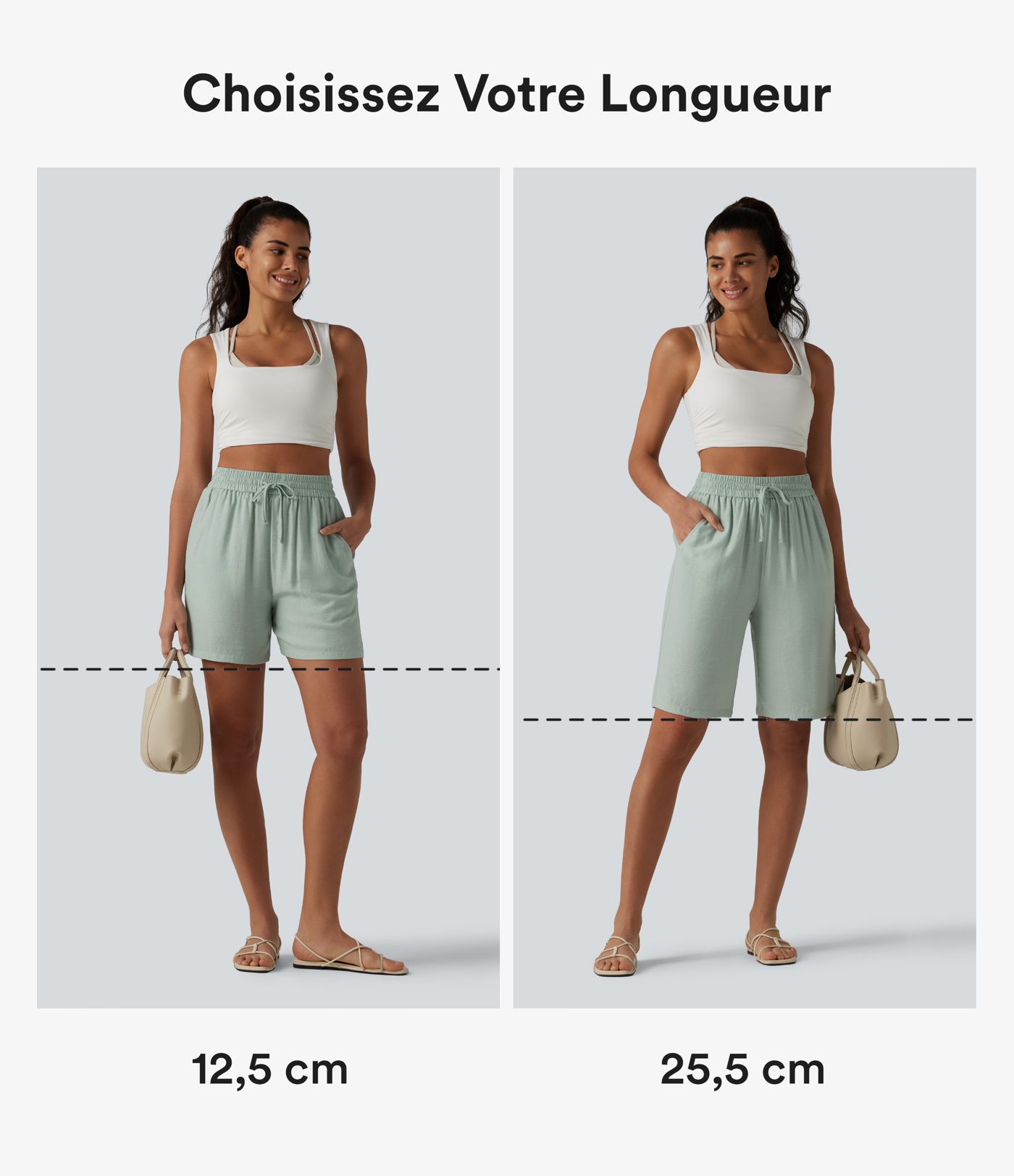 Short décontracté ample en lin mélangé taille haute avec cordon de serrage, 12,5 cm, et poches Short décontracté ample en lin mélangé taille haute avec cordon de serrage, 12,5 cm, et poches