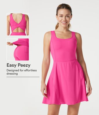 SoftlyZero™ Airy 2-in-1 InstantCool Mini Dance Active Dress with Pockets-Easy Peezy Edition-Longer Length