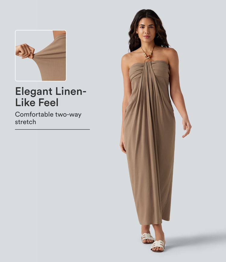 linen dress with built in bra The Savannah Strappy Maxi Bra Dress