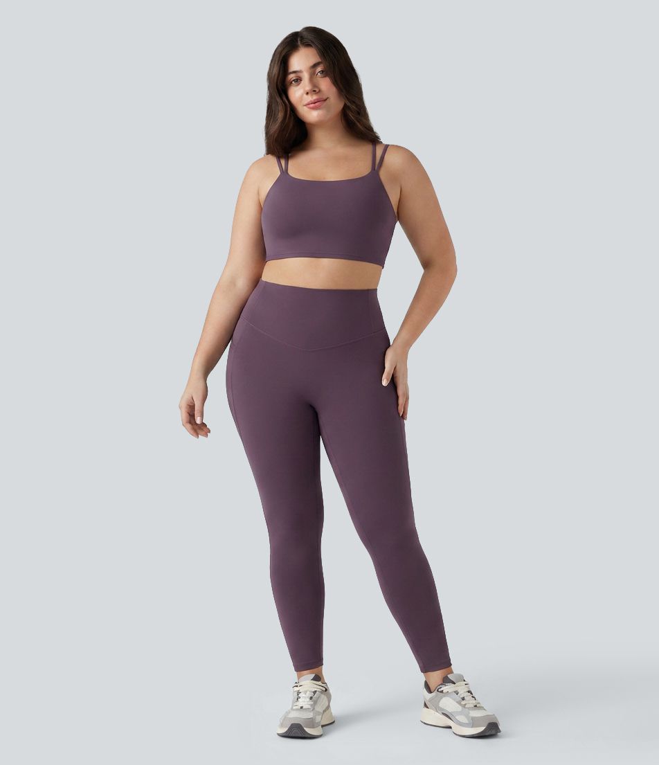 Plus Size Halara UltraSculpt™ Built-in Bra Double Straps Twisted Backless Cropped Yoga Tank Top