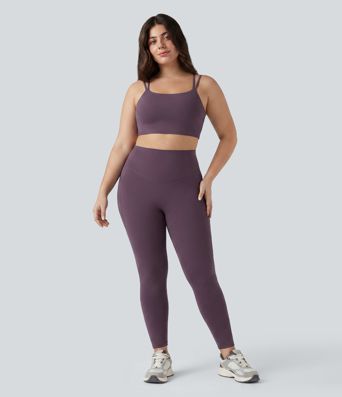 Plus Size Halara UltraSculpt™ Built-in Bra Double Straps Twisted Backless Cropped Yoga Tank Top