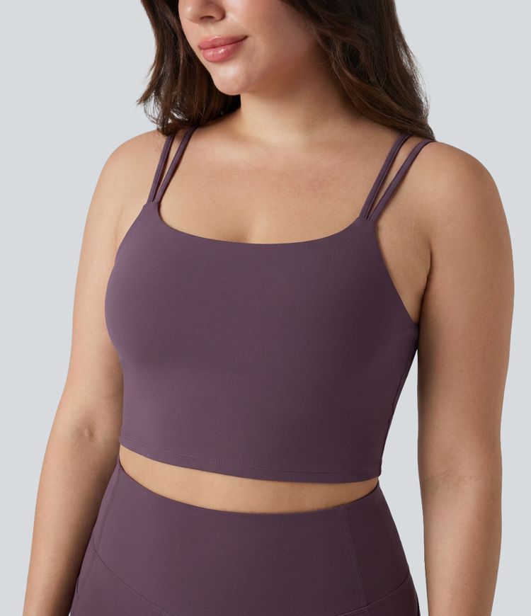 Plus Size Halara UltraSculpt™ Built-in Bra Double Straps Twisted Backless Cropped Yoga Tank Top