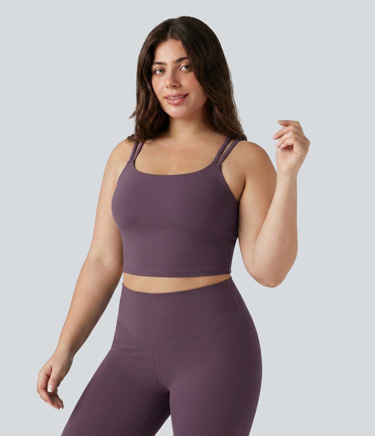 Plus Size Halara UltraSculpt™ Built-in Bra Double Straps Twisted Backless Cropped Yoga Tank Top