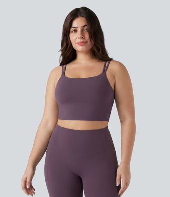 Plus Size Halara UltraSculpt™ Built-in Bra Double Straps Twisted Backless Cropped Yoga Tank Top