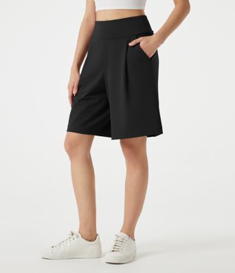 DayStretch - Baggy Büro-Shorts mit hohem Bund und Seitentaschen - 22,9 cm DayStretch - Baggy Büro-Shorts mit hohem Bund und Seitentaschen - 22,9 cm