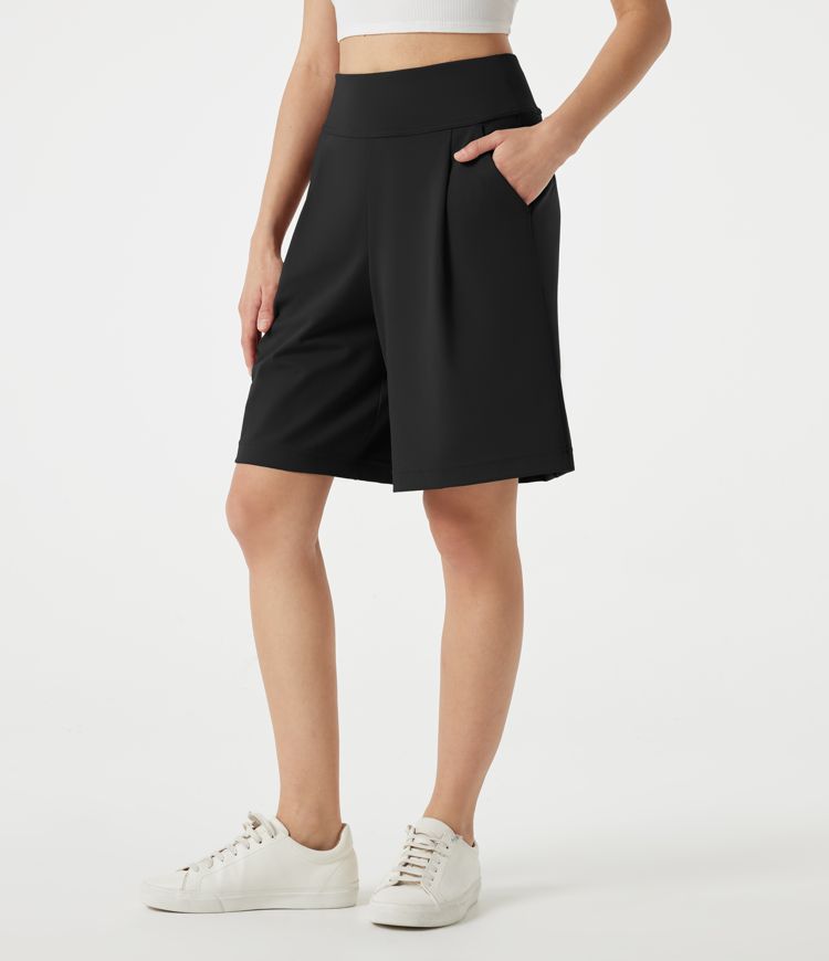 DayStretch - Baggy Büro-Shorts mit hohem Bund und Seitentaschen - 22,9 cm DayStretch - Baggy Büro-Shorts mit hohem Bund und Seitentaschen - 22,9 cm