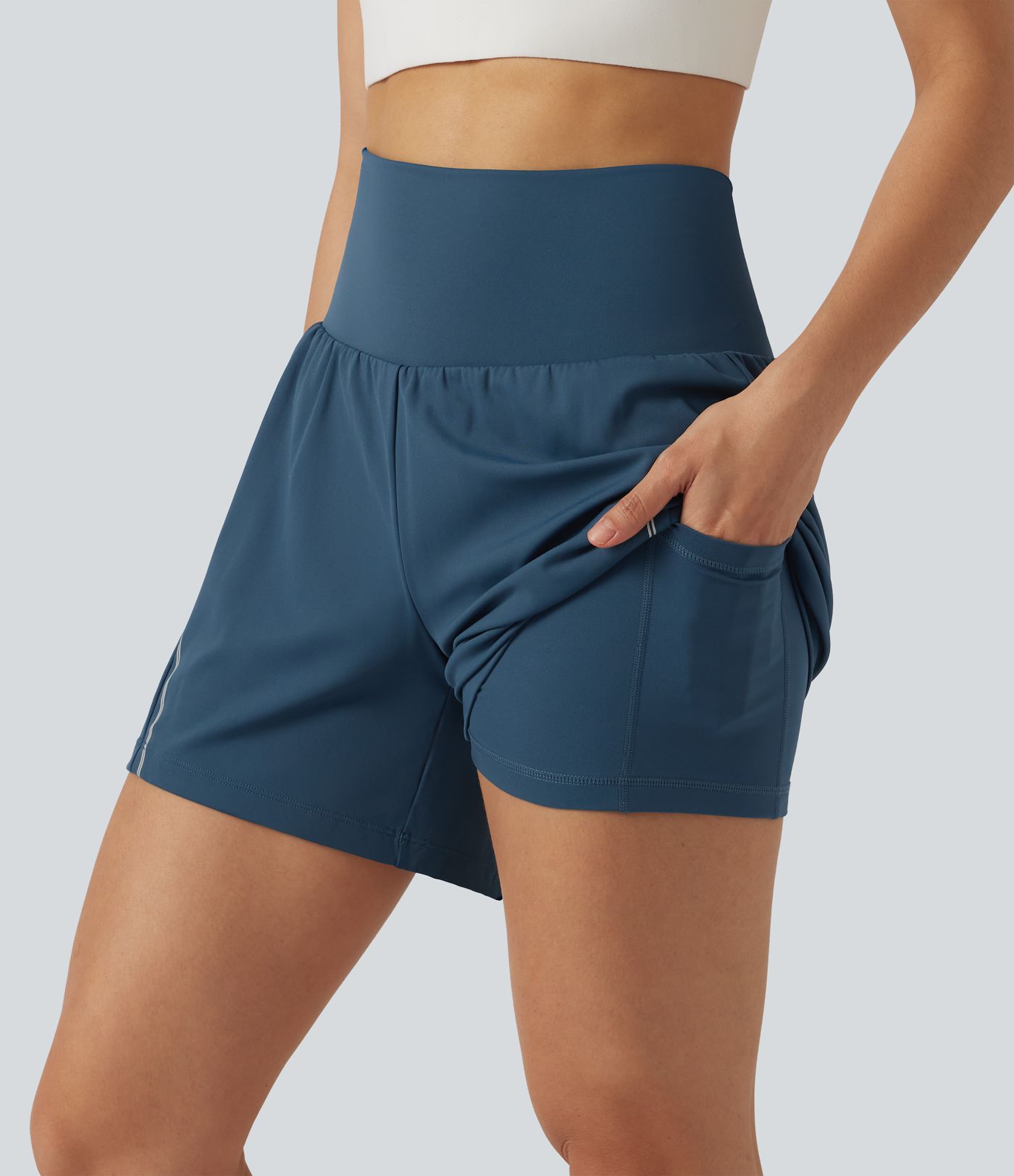 SoftlyZero™ Airy Reflective High Waisted 2-in-1 Cool Touch Yoga Shorts 5'' with Pockets SoftlyZero™ Airy Reflective High Waisted 2-in-1 Cool Touch Yoga Shorts 5'' with Pockets