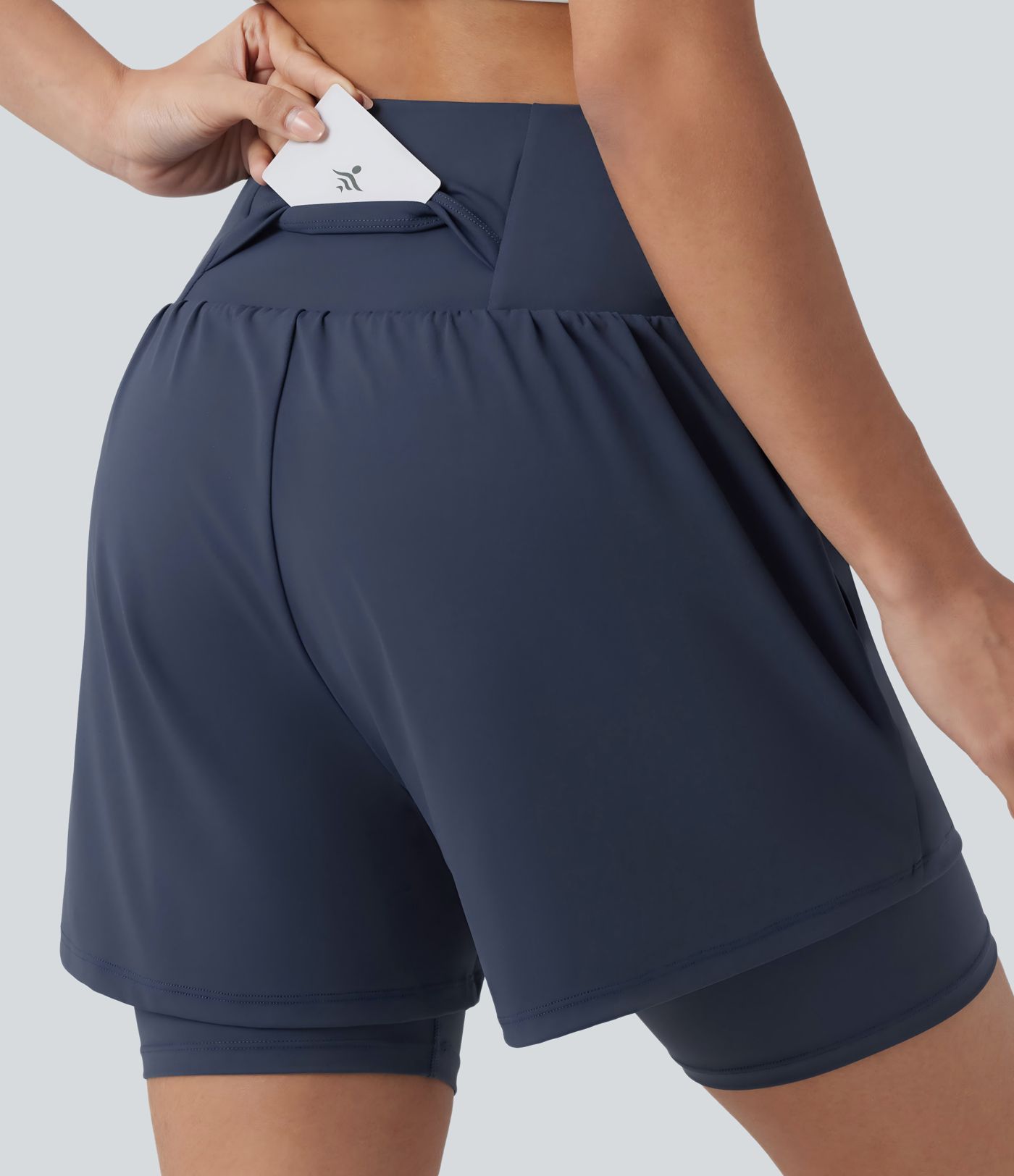Plus Size SoftlyZero™ Airy Super High Waisted 2-in-1 Cool Touch Yoga Shorts 7'' with Pockets